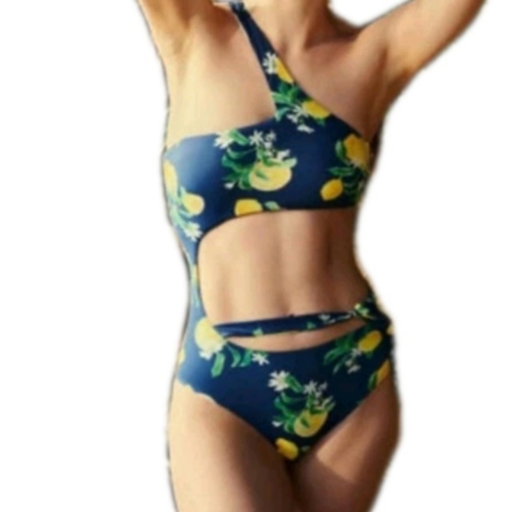 WET Swim Sardinia Paloma One Piece Swimsuit In Navy/Yellow Size Medium - Picture 2 of 15